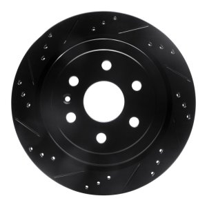Cadillac SRX Brake Rotor (1) - Rear Left - R1 Concepts - Drilled & Slotted - Black - `10-`16